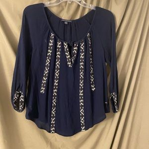 Navy long sleeve blouse